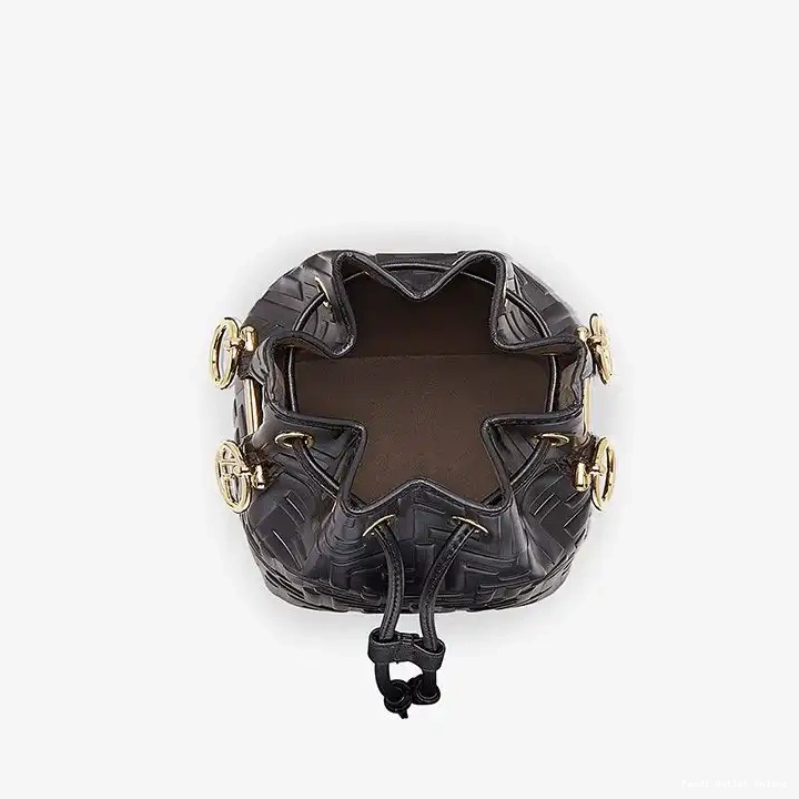 Cheap Calf Bucket Motif Mon FF Leather In Fendi Black Bag Tresor Mini 0628